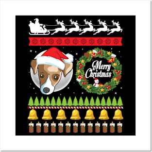 Whippet Dog Face Noel Costume Merry Christmas Ugly Sweater Posters and Art